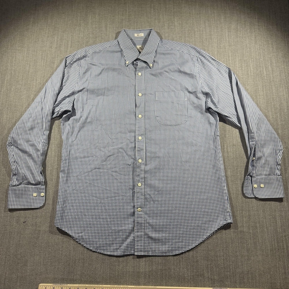Peter‎ Millar Shirt Mens Large Blue Gingham Dress Nanoluxe Easycare Button Down